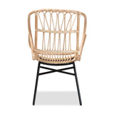 Baxton Studio Caelia Modern Bohemian Natural Brown Rattan and Black Metal Chair