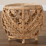 Saranna Modern Bohemian Natural Brown Finished Rattan End Table