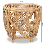 Saranna Modern Bohemian Natural Brown Finished Rattan End Table