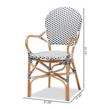 Baxton Studio Naila Classic French Black and White Weaving and Natural Brown Rattan 2-Piece Dining Chair Set