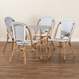 Baxton Studio Genica Classic French Black and White Waeving and Natural Brown Rattan 5-Piece Dining Chair Set