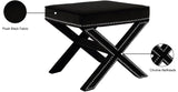 Nixon Velvet / Engineered Wood / Metal / Foam Contemporary Black Velvet Ottoman/Bench - 20.5" W x 20.5" D x 19" H