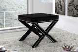 Nixon Velvet / Engineered Wood / Metal / Foam Contemporary Black Velvet Ottoman/Bench - 20.5" W x 20.5" D x 19" H