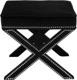 Nixon Velvet / Engineered Wood / Metal / Foam Contemporary Black Velvet Ottoman/Bench - 20.5" W x 20.5" D x 19" H