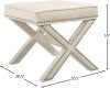 Nixon Velvet / Engineered Wood / Metal / Foam Contemporary Cream Velvet Ottoman/Bench - 20.5" W x 20.5" D x 19" H