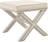 Nixon Velvet / Engineered Wood / Metal / Foam Contemporary Cream Velvet Ottoman/Bench - 20.5" W x 20.5" D x 19" H