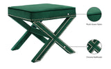 Nixon Velvet / Engineered Wood / Metal / Foam Contemporary Green Velvet Ottoman/Bench - 20.5" W x 20.5" D x 19" H