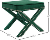 Nixon Velvet / Engineered Wood / Metal / Foam Contemporary Green Velvet Ottoman/Bench - 20.5" W x 20.5" D x 19" H