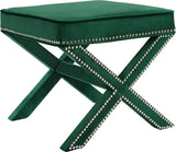 Nixon Velvet / Engineered Wood / Metal / Foam Contemporary Green Velvet Ottoman/Bench - 20.5" W x 20.5" D x 19" H