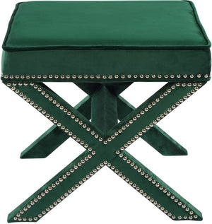 Nixon Velvet / Engineered Wood / Metal / Foam Contemporary Green Velvet Ottoman/Bench - 20.5" W x 20.5" D x 19" H