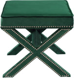 Nixon Velvet / Engineered Wood / Metal / Foam Contemporary Green Velvet Ottoman/Bench - 20.5" W x 20.5" D x 19" H