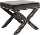 Nixon Velvet / Engineered Wood / Metal / Foam Contemporary Grey Velvet Ottoman/Bench - 20.5" W x 20.5" D x 19" H