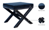 Nixon Velvet / Engineered Wood / Metal / Foam Contemporary Navy Velvet Ottoman/Bench - 20.5" W x 20.5" D x 19" H