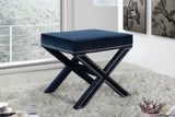 Nixon Velvet / Engineered Wood / Metal / Foam Contemporary Navy Velvet Ottoman/Bench - 20.5" W x 20.5" D x 19" H