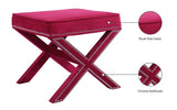 Nixon Velvet / Engineered Wood / Metal / Foam Contemporary Pink Velvet Ottoman/Bench - 20.5" W x 20.5" D x 19" H