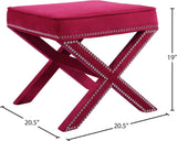 Nixon Velvet / Engineered Wood / Metal / Foam Contemporary Pink Velvet Ottoman/Bench - 20.5" W x 20.5" D x 19" H