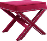 Nixon Velvet / Engineered Wood / Metal / Foam Contemporary Pink Velvet Ottoman/Bench - 20.5" W x 20.5" D x 19" H