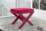 Nixon Velvet / Engineered Wood / Metal / Foam Contemporary Pink Velvet Ottoman/Bench - 20.5" W x 20.5" D x 19" H