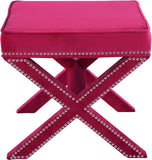 Nixon Velvet / Engineered Wood / Metal / Foam Contemporary Pink Velvet Ottoman/Bench - 20.5" W x 20.5" D x 19" H