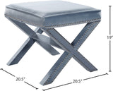 Nixon Velvet / Engineered Wood / Metal / Foam Contemporary Sky Blue Velvet Ottoman/Bench - 20.5" W x 20.5" D x 19" H