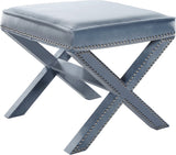 Nixon Velvet / Engineered Wood / Metal / Foam Contemporary Sky Blue Velvet Ottoman/Bench - 20.5" W x 20.5" D x 19" H