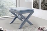 Nixon Velvet / Engineered Wood / Metal / Foam Contemporary Sky Blue Velvet Ottoman/Bench - 20.5" W x 20.5" D x 19" H