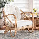 Aliane Modern Bohemian Natural Brown Antique Rattan Armchair