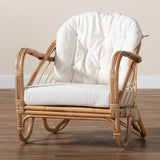 Aliane Modern Bohemian Natural Brown Antique Rattan Armchair