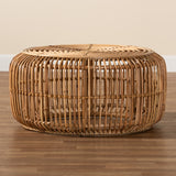 Aliane Modern Bohemian Natural Brown Antique Rattan Coffee Table