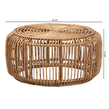 Aliane Modern Bohemian Natural Brown Antique Rattan Coffee Table