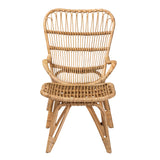 Baxton Studio Earvin Modern Bohemian Natural Brown Rattan 2-Piece Armchair and Footstool Set