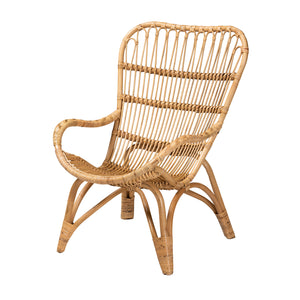 Baxton Studio Earvin Modern Bohemian Natural Brown Rattan Armchair