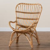 Baxton Studio Earvin Modern Bohemian Natural Brown Rattan Armchair