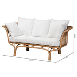 Baxton Studio Edana Modern Bohemian Natural Rattan Sofa With Cushion