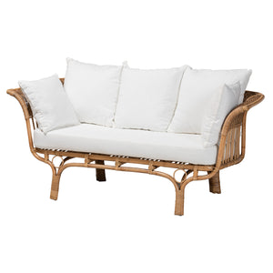 Baxton Studio Edana Modern Bohemian Natural Rattan Sofa With Cushion