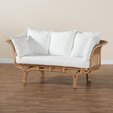 Baxton Studio Edana Modern Bohemian Natural Rattan Sofa With Cushion