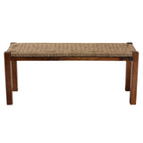 Baxton Studio Hermes Mid-Century Modern Transitional Natural Seagrass and Mahogany Wood Bench