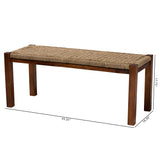 Baxton Studio Hermes Mid-Century Modern Transitional Natural Seagrass and Mahogany Wood Bench