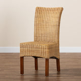 Baxton Studio Shamara Modern Bohemian Natural Rattan and Mahogany Wood Dining Chair