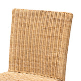 Baxton Studio Racquel Modern Bohemian Natural Rattan and Mahogany Wood Bar Stool