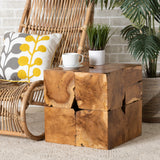 Baxton Studio Eldora Rustic Transitional Natural Brown Teak Root End Table