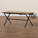 Baxton Studio Mariela Natural Brown and Black Low Profile Coffee Table with Basket