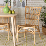 Baxton Studio Ammi Modern Bohemian Natural Brown Rattan 2-Piece Dining Chair Set