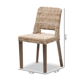 Baxton Studio Magy Modern Bohemian Grey Rattan and Natural Brown Finished Wood 2-Piece Dining Chair Set