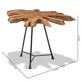 Baxton Studio Merci Rustic Industrial Natural Brown and Black End Table with Teak Tree Trunk Tabletop