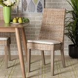 Baxton Studio Toby Modern Bohemian Grey Rattan 2-Piece Dining Chair Set