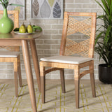 Baxton Studio Poltak Modern Bohemian Natural Brown Rattan 2-Piece Dining Chair Set