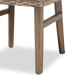 Baxton Studio Enver Modern Bohemian Grey Rattan and Brown Wood 2-Piece Dining Chair Set