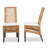 Baxton Studio Argos Modern Bohemian  Natural Brown Rattan 2-Piece Dining Chair Set