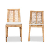 Baxton Studio Suci Modern Bohemian Natural Brown Rattan 2-Piece Dining Chair Set